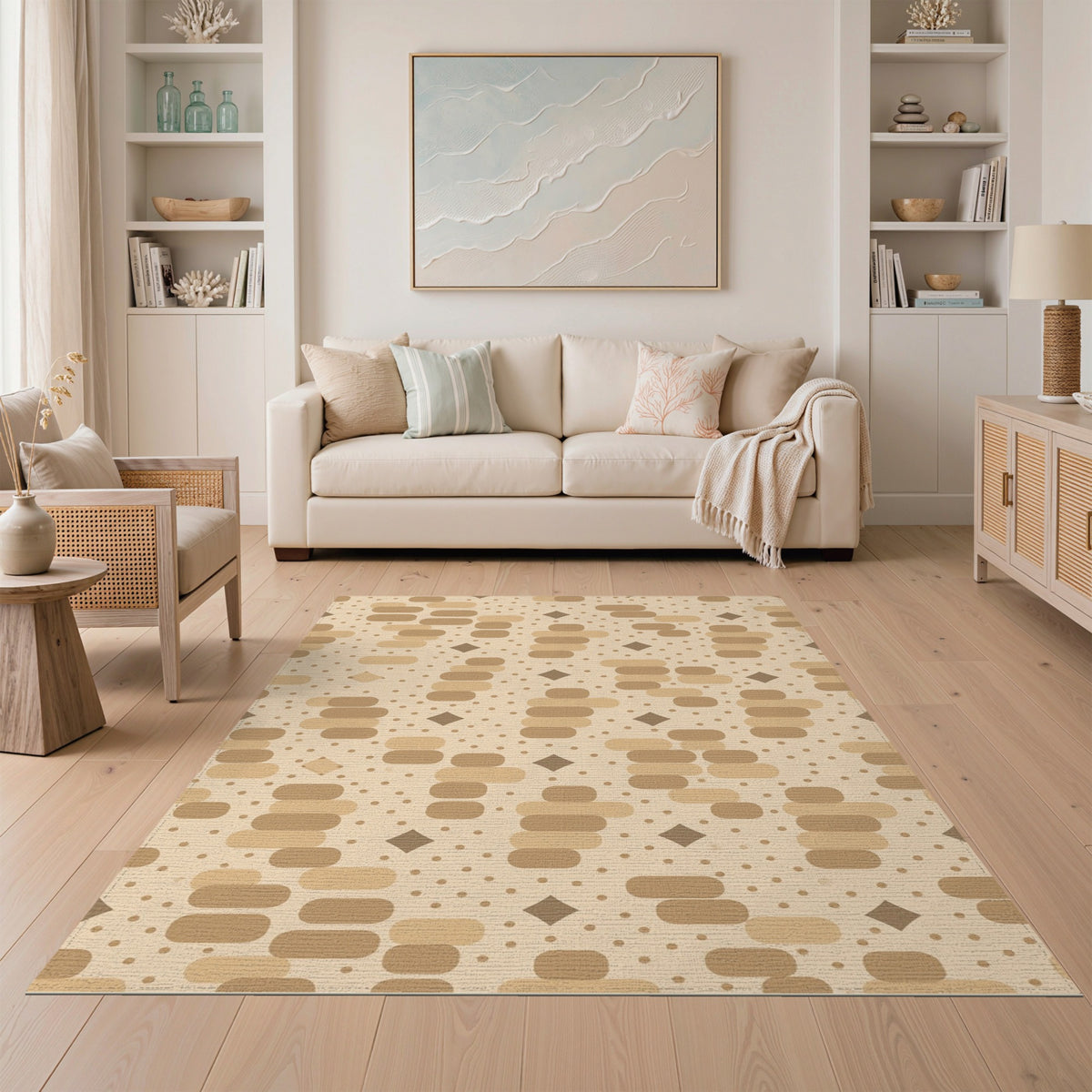 Geometric Brown Tan Area Rug