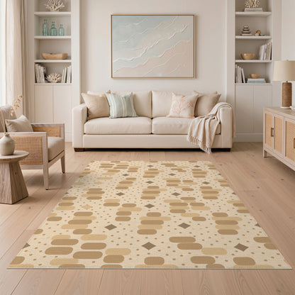 Geometric Brown Tan Area Rug