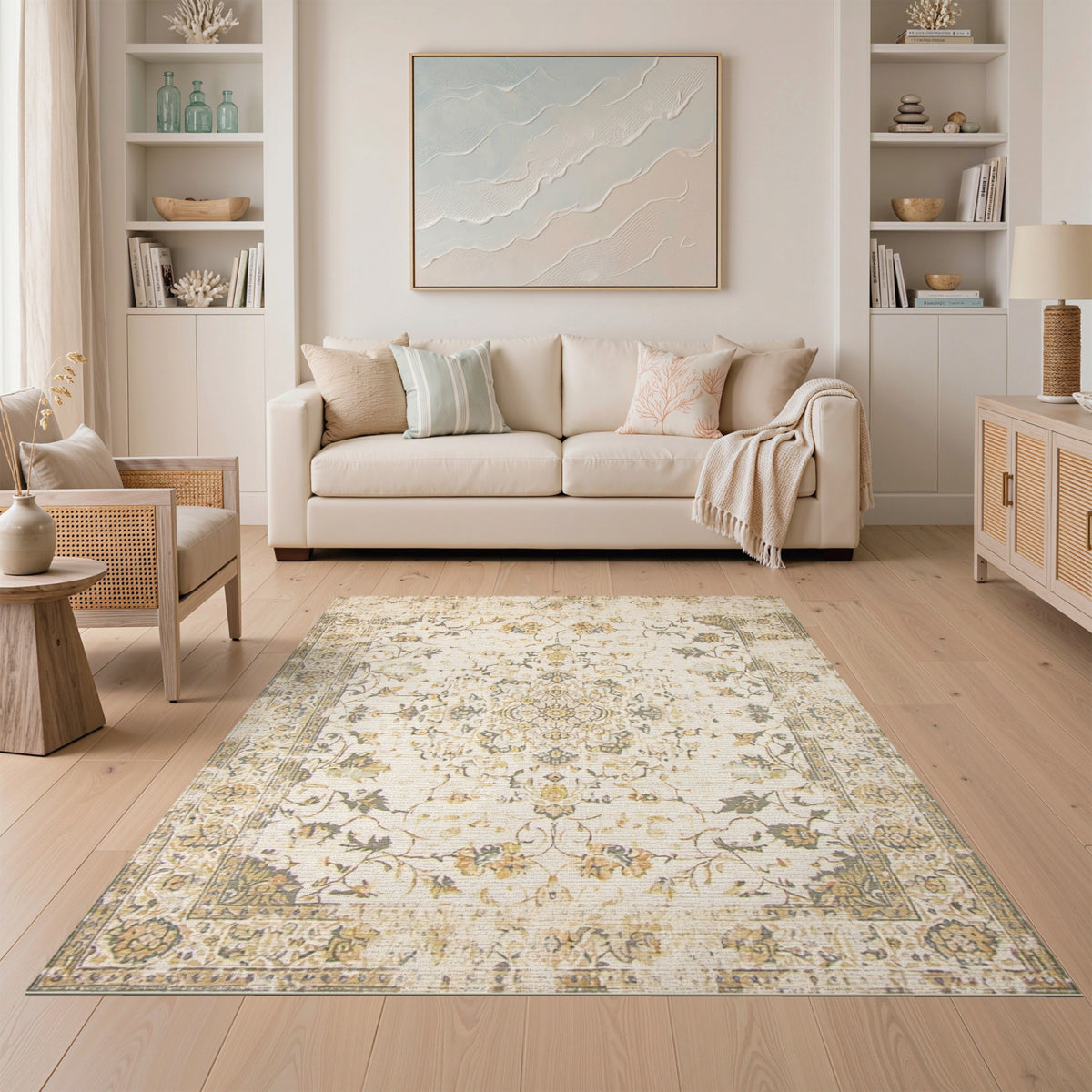Beige Floral Vintage No. 75 Area Rug