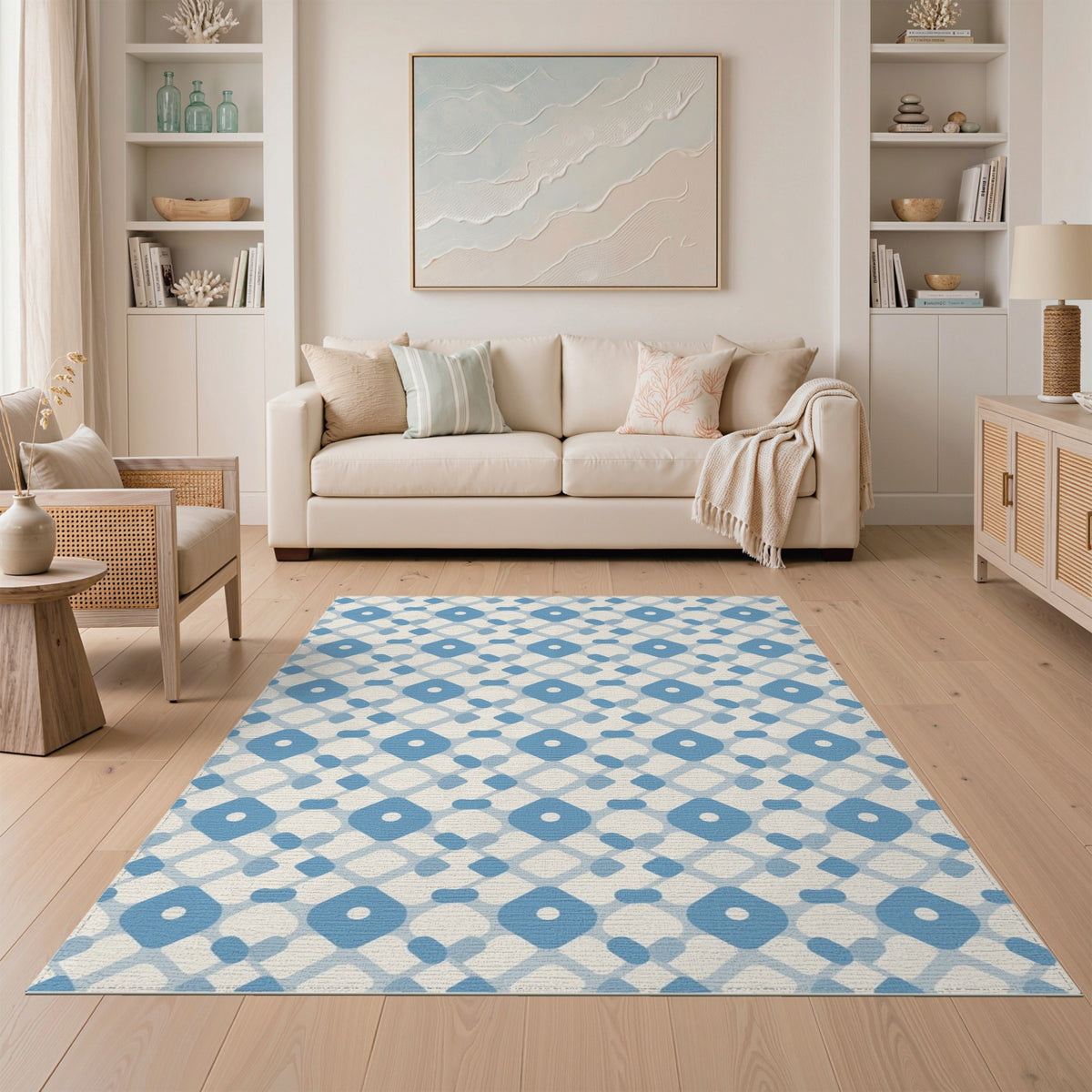 Blue Geometric Area Rug