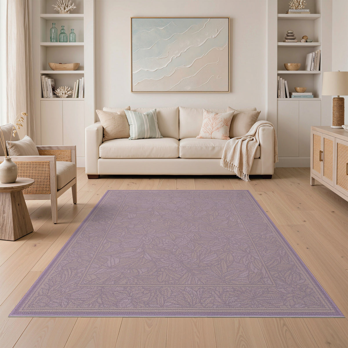 Purple Floral Vintage Area Rug
