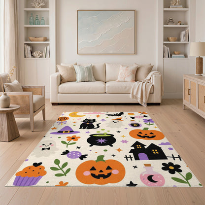 Multi-color and Patterns Halloween Cartoon Kids Area Rug