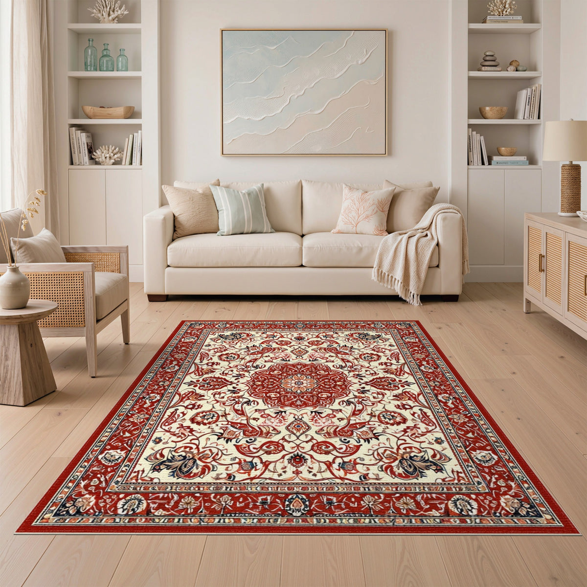 Red Persian Floral Medallion No. 16 Area Rug