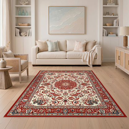 Red Persian Floral Medallion No. 16 Area Rug