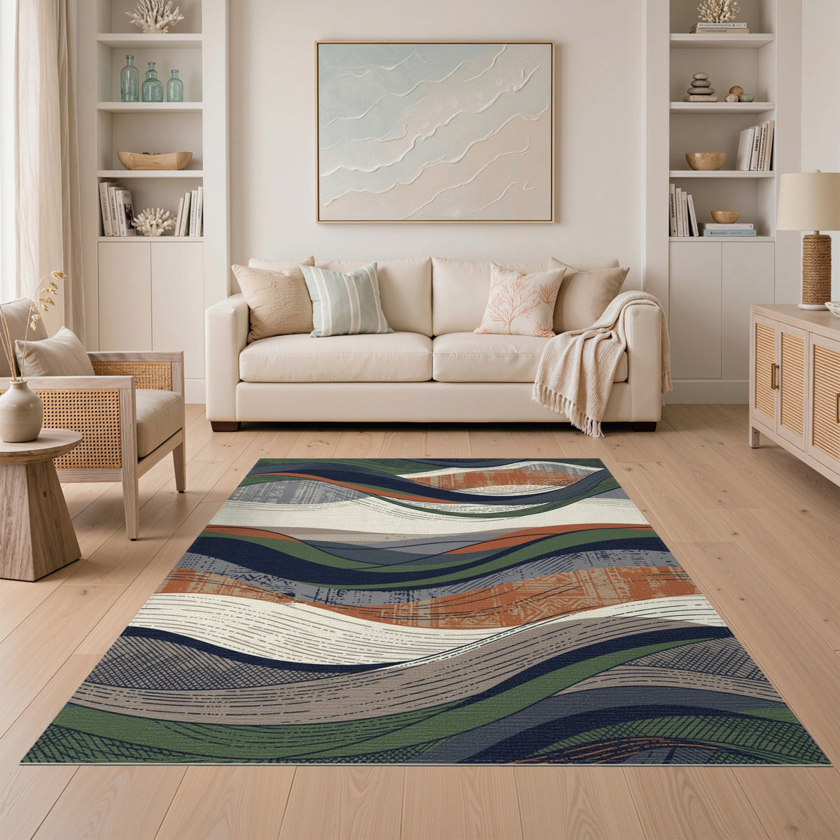 Flowing Waves Abstract Area Rug