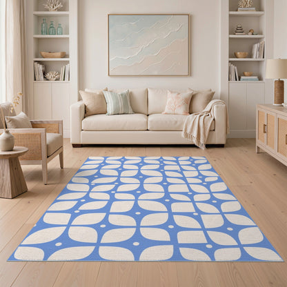 Blue Geometric Petal Area Rug