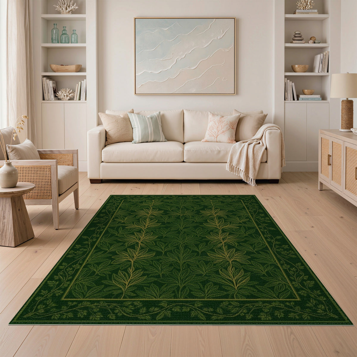 Green Vintage Botanical Area Rug