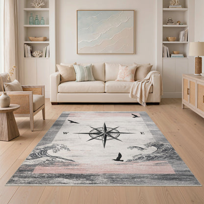 Compass Rose Waves Area Rug