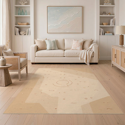 Beige Geometric Circle Geometric Modern Area Rug
