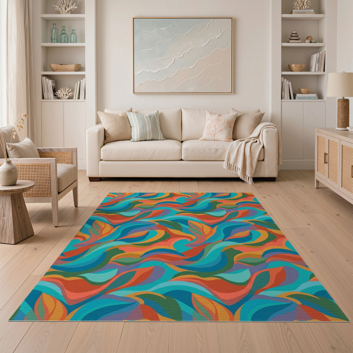 Vibrant Multi-Color Wave Area Rug