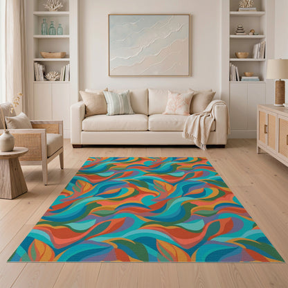 Vibrant Multi-Color Wave Area Rug