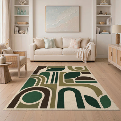 Green Geometric Modern Area Rug