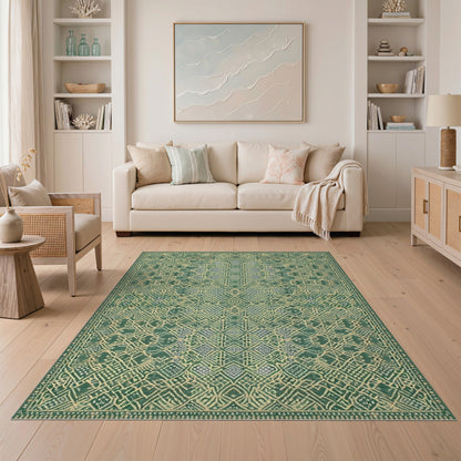 Green Traditional Persian Green Area Rug