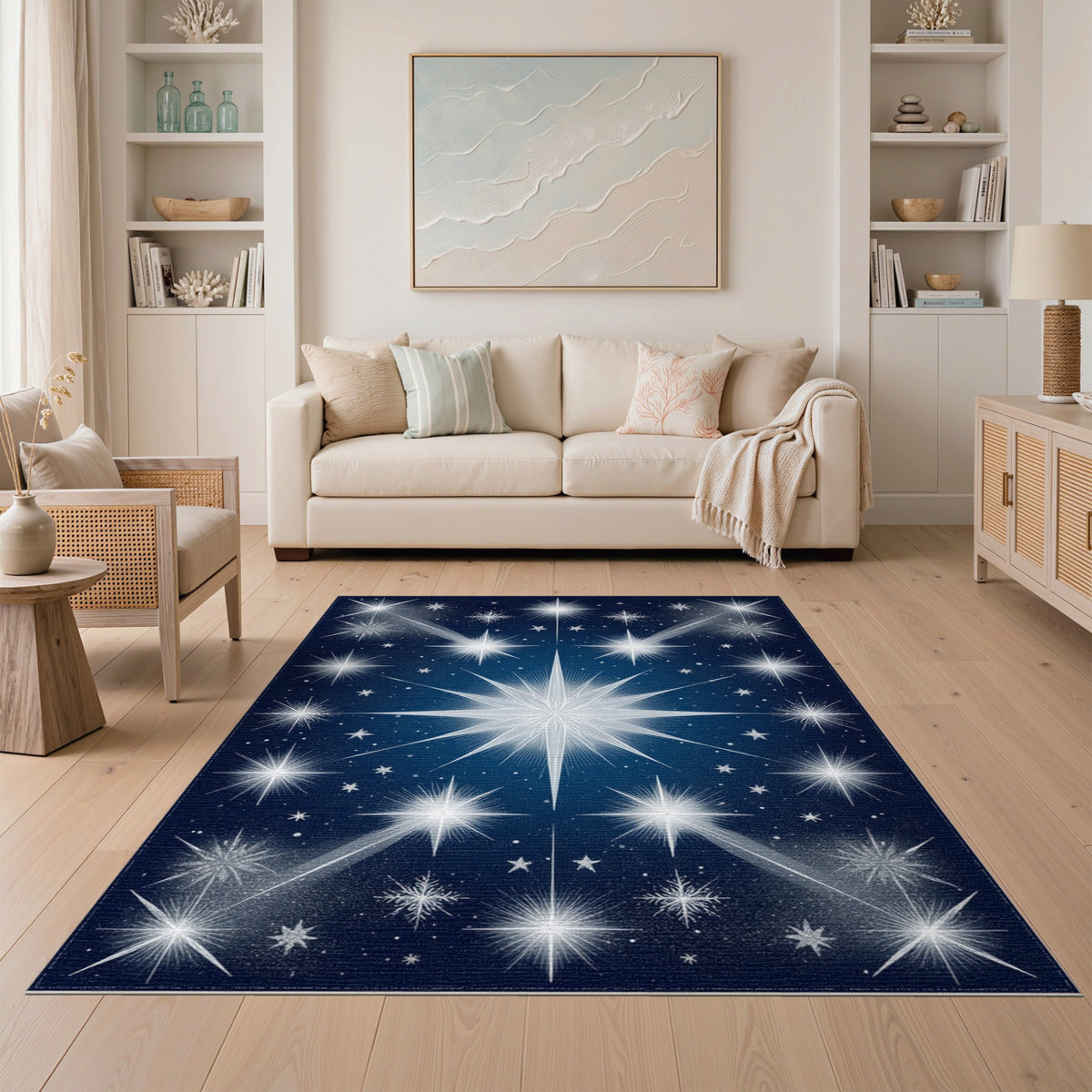 Starburst Midnight Blue Area Rug