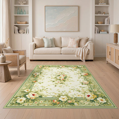 Floral Vintage Green Floral Vintage Rose Area Rug
