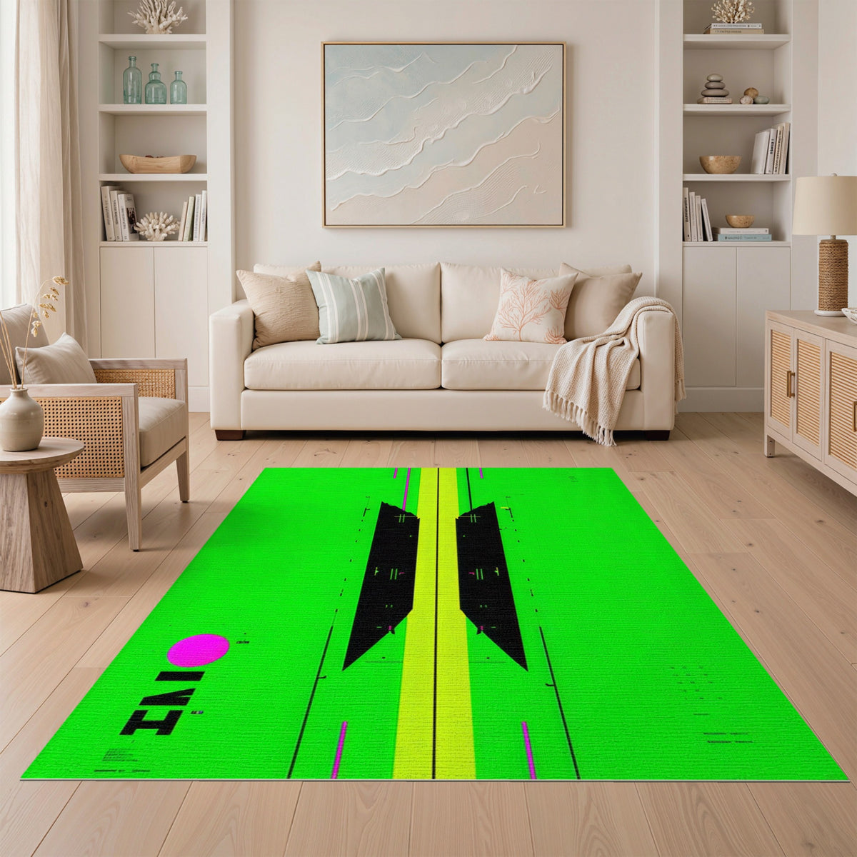 Green Bold Green Geometric Area Rug