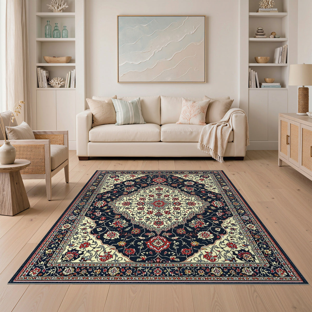 Navy Blue Traditional Persian No. 8 Area Rug