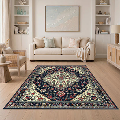 Navy Blue Traditional Persian No. 8 Area Rug