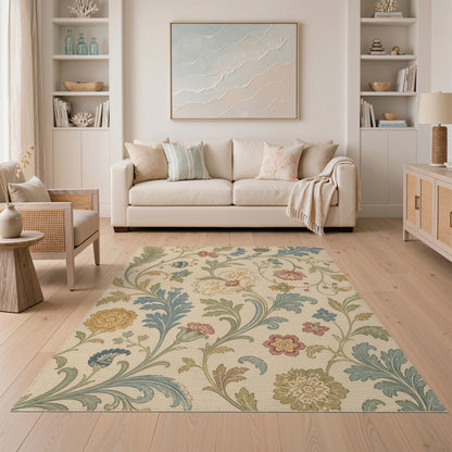 Vintage Floral Beige Area Rug