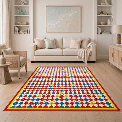 Vibrant Multi-Color Diamond Geometric Area Rug