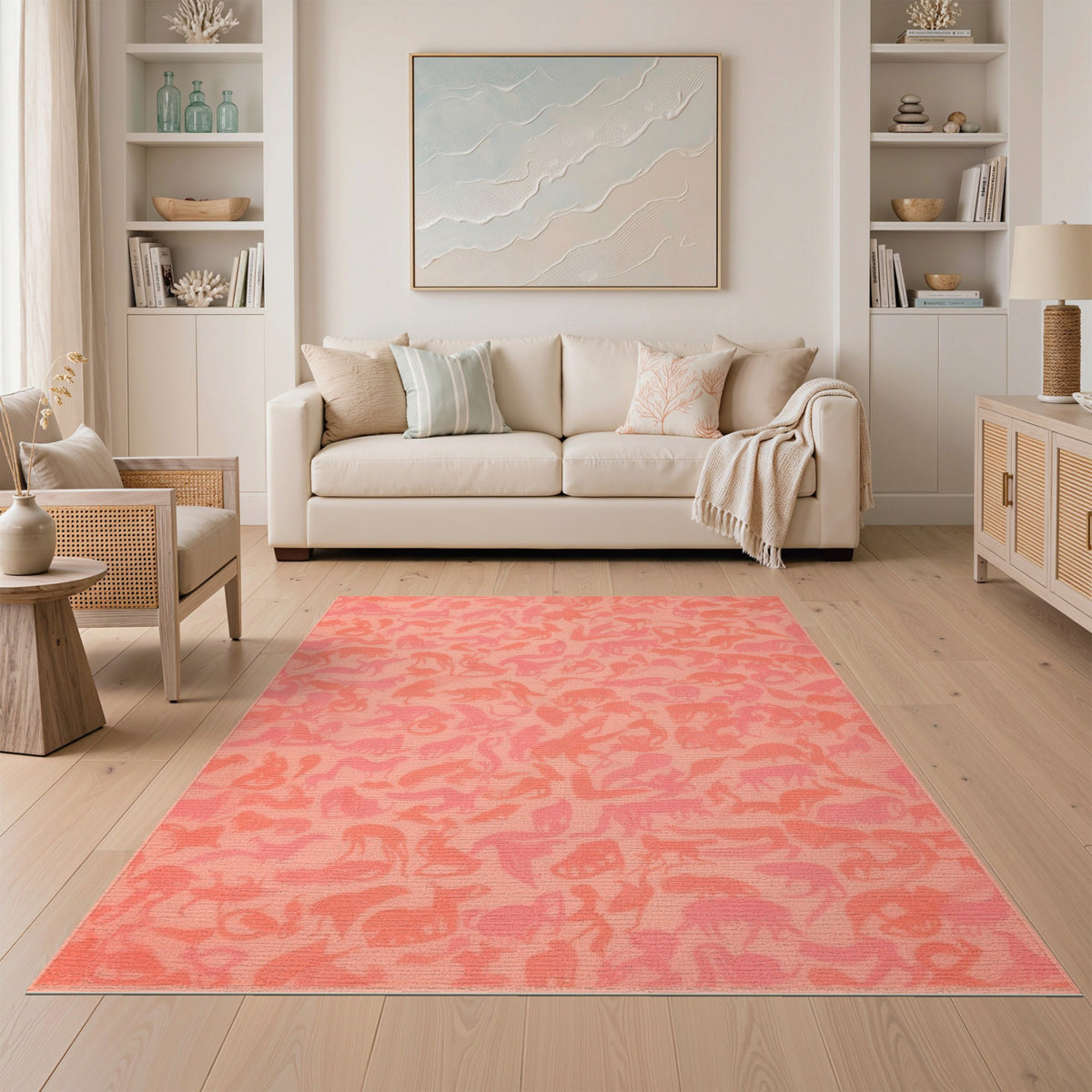 Orange Animal Silhouette Kids Area Rug