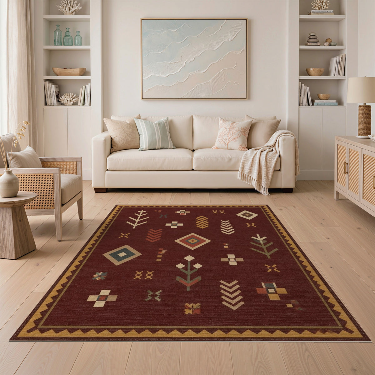 Geometric Southwestern Red Geometric Area Rug