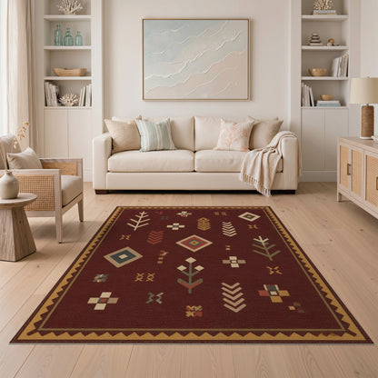 Geometric Southwestern Red Geometric Area Rug
