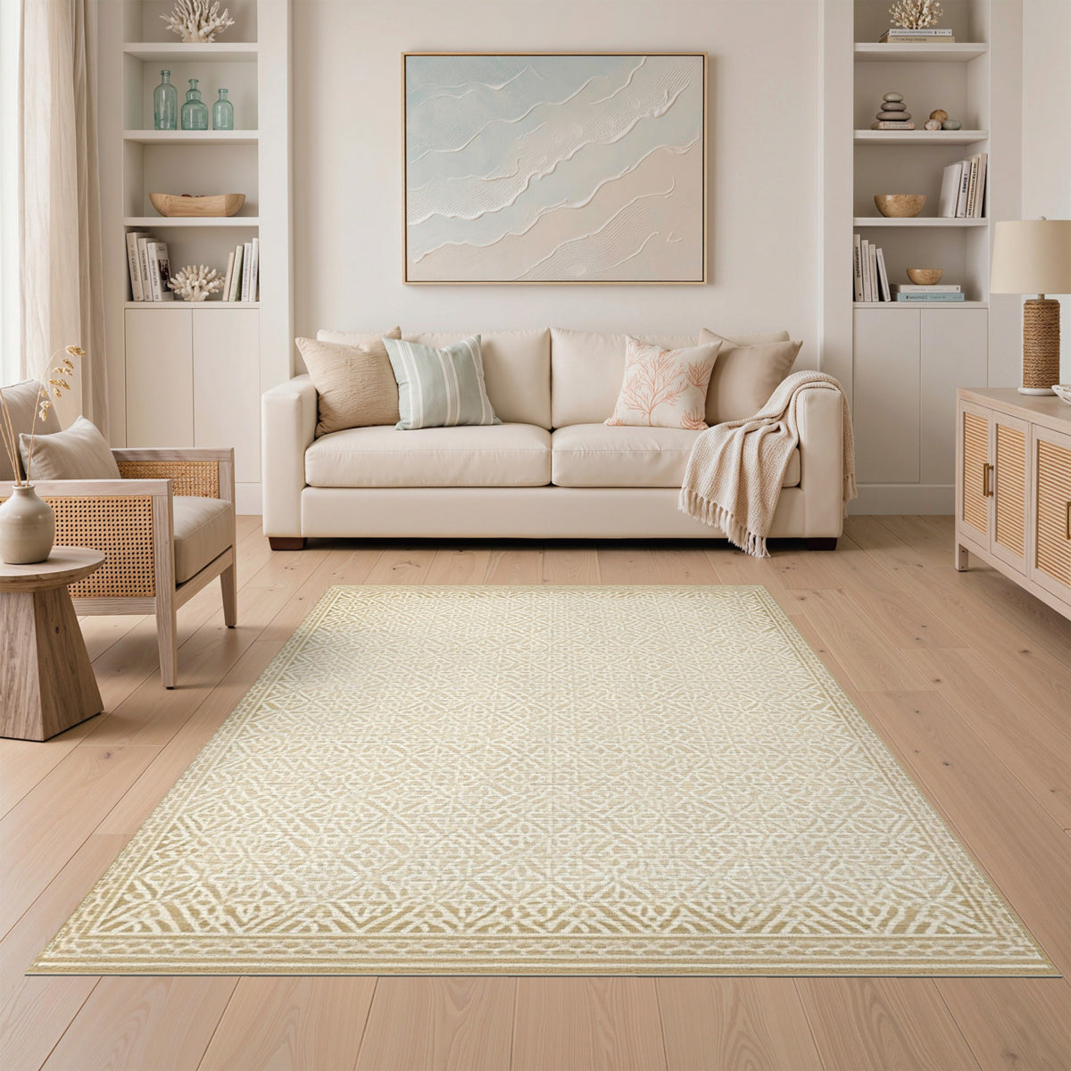 Beige Traditional Persian Beige and Neutral Area Rug