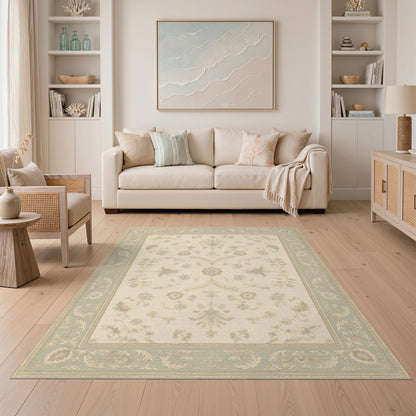 ODIKA Beige Floral Medallion Vintage Area Rug