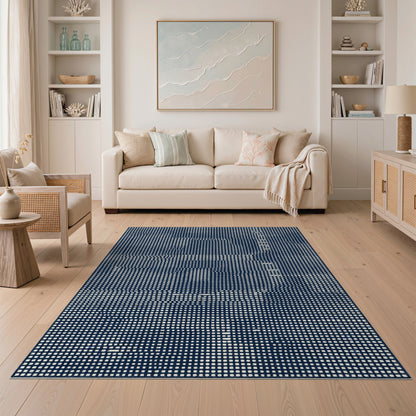 Navy Blue Geometric Dot Area Rug