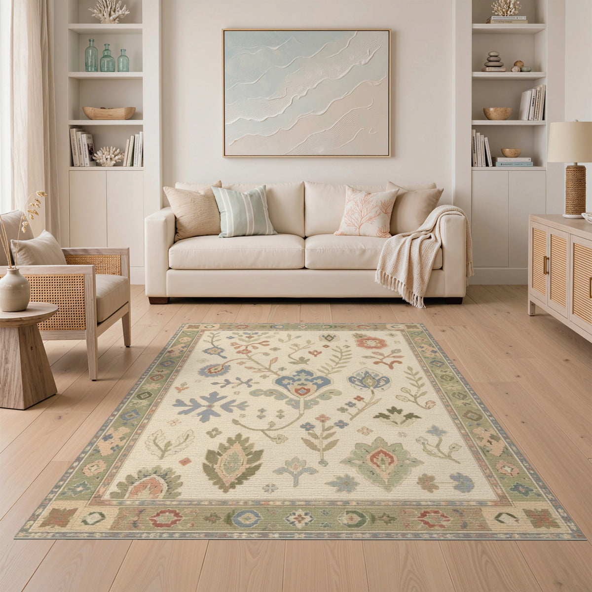 Vintage Floral Beige Area Rug