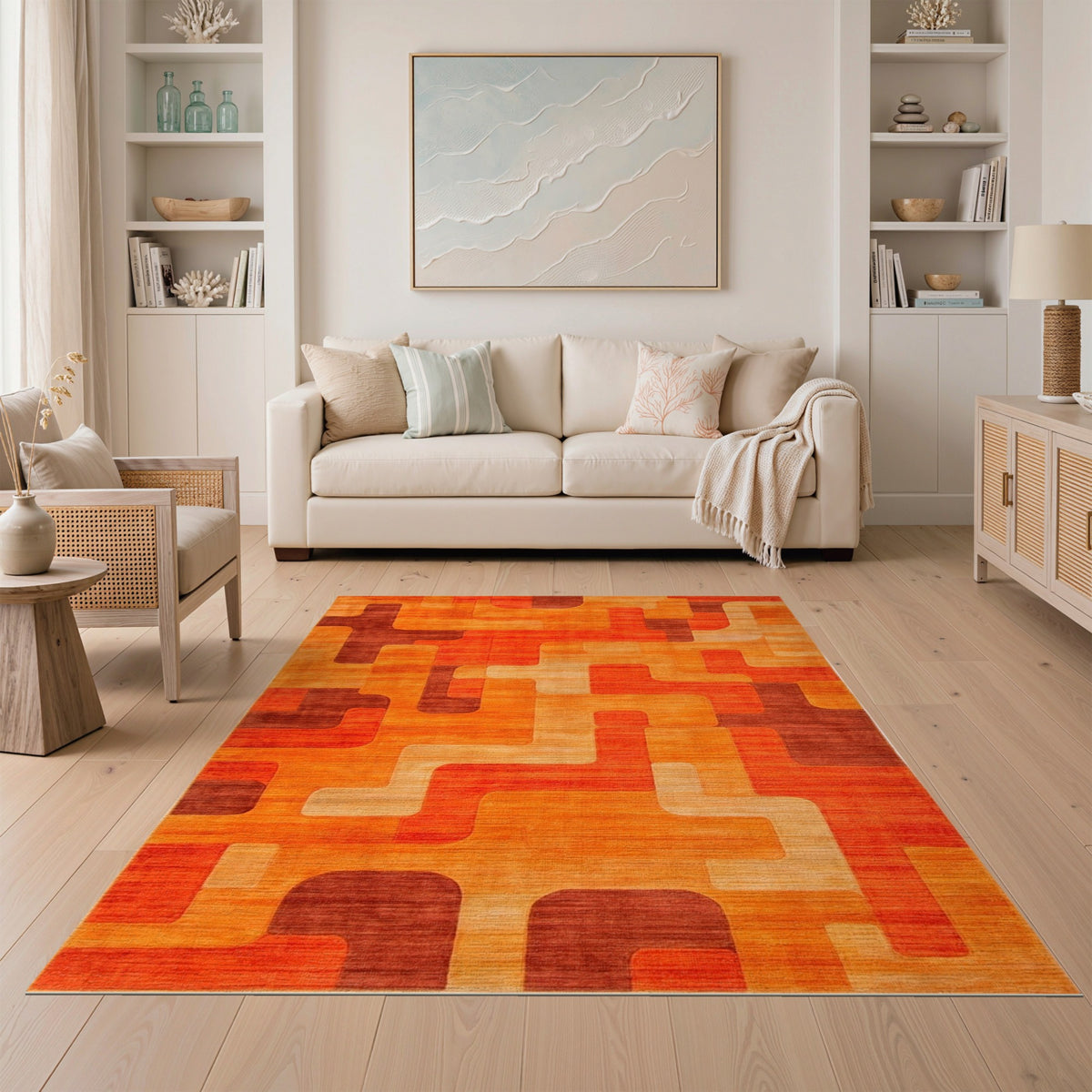 Orange Geometric Area Rug