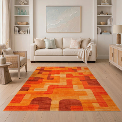 Orange Geometric Area Rug