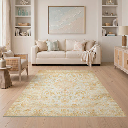 Beige Floral Vintage Area Rug