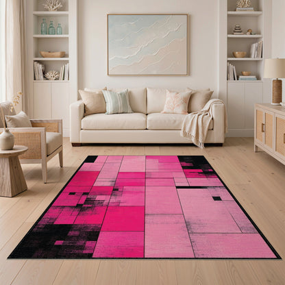 Pink Geometric Modern Area Rug