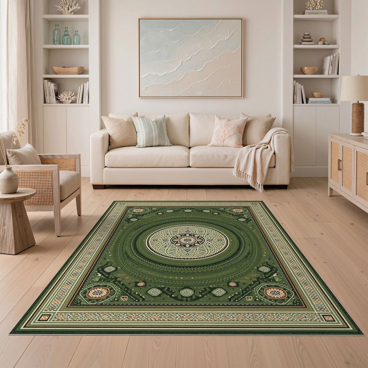 Green Mandala Traditional Persian Area Rug