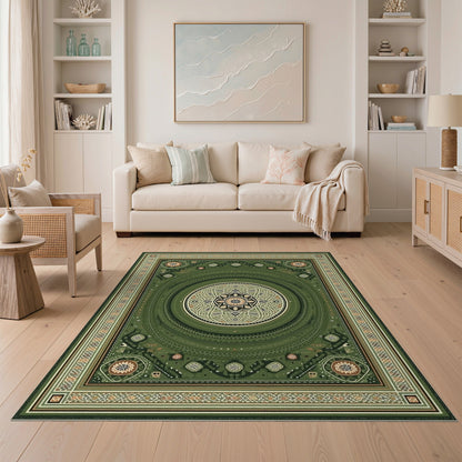 Green Mandala Traditional Persian Area Rug