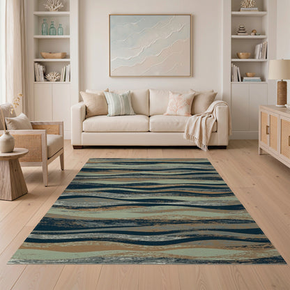 Distressed Wave Grey Area Rug