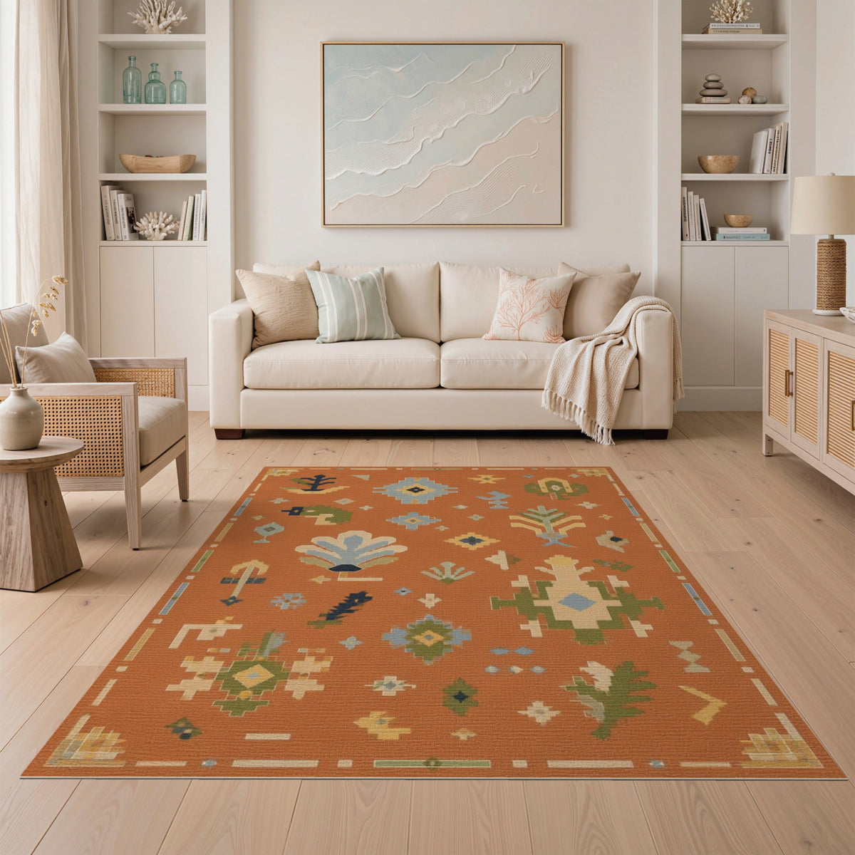 Southwestern Orange Geometric Area Rug