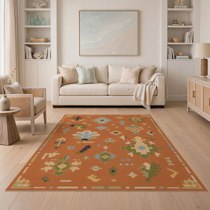 Southwestern Orange Geometric Area Rug