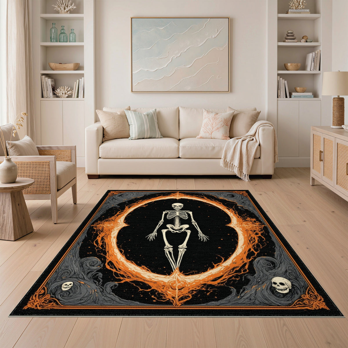 Gothic Skeleton Flame Area Rug