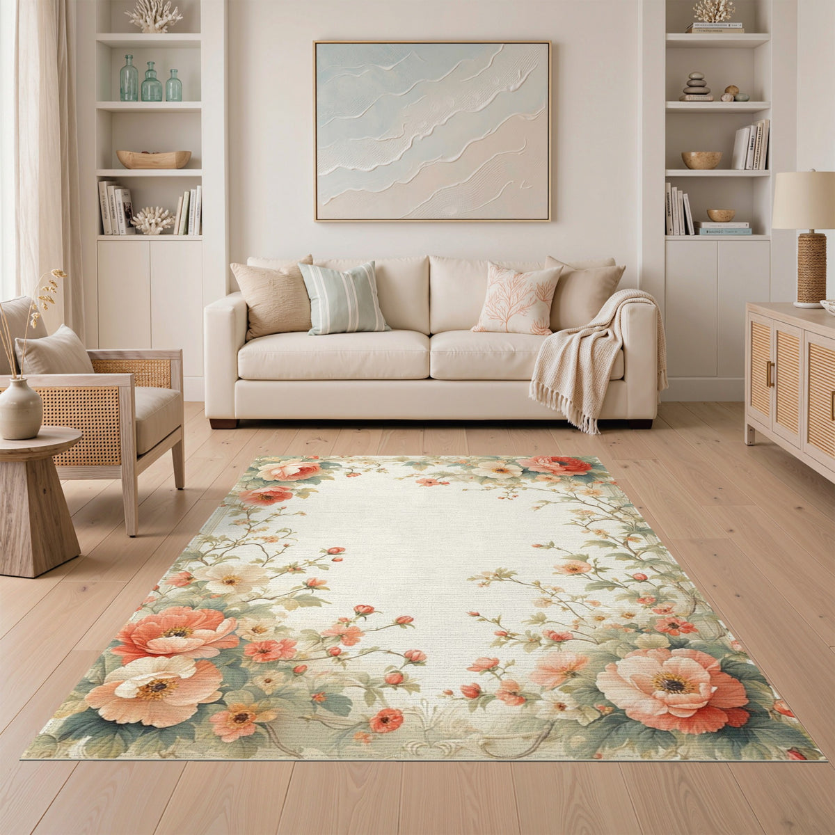 Pink Floral Vintage Area Rug