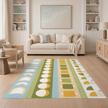 Multi-color and Patterns Vibrant Geometric Striped Multi-Color Area Rug