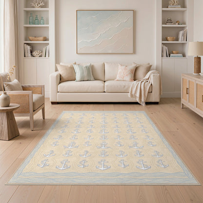 Beige Coastal Anchor Area Rug