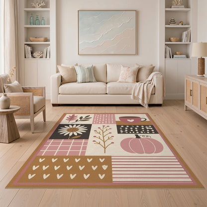Pink Autumn Patchwork Area Rug
