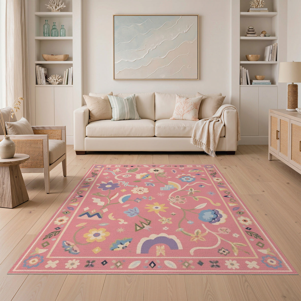 Pink Floral Vintage Area Rug