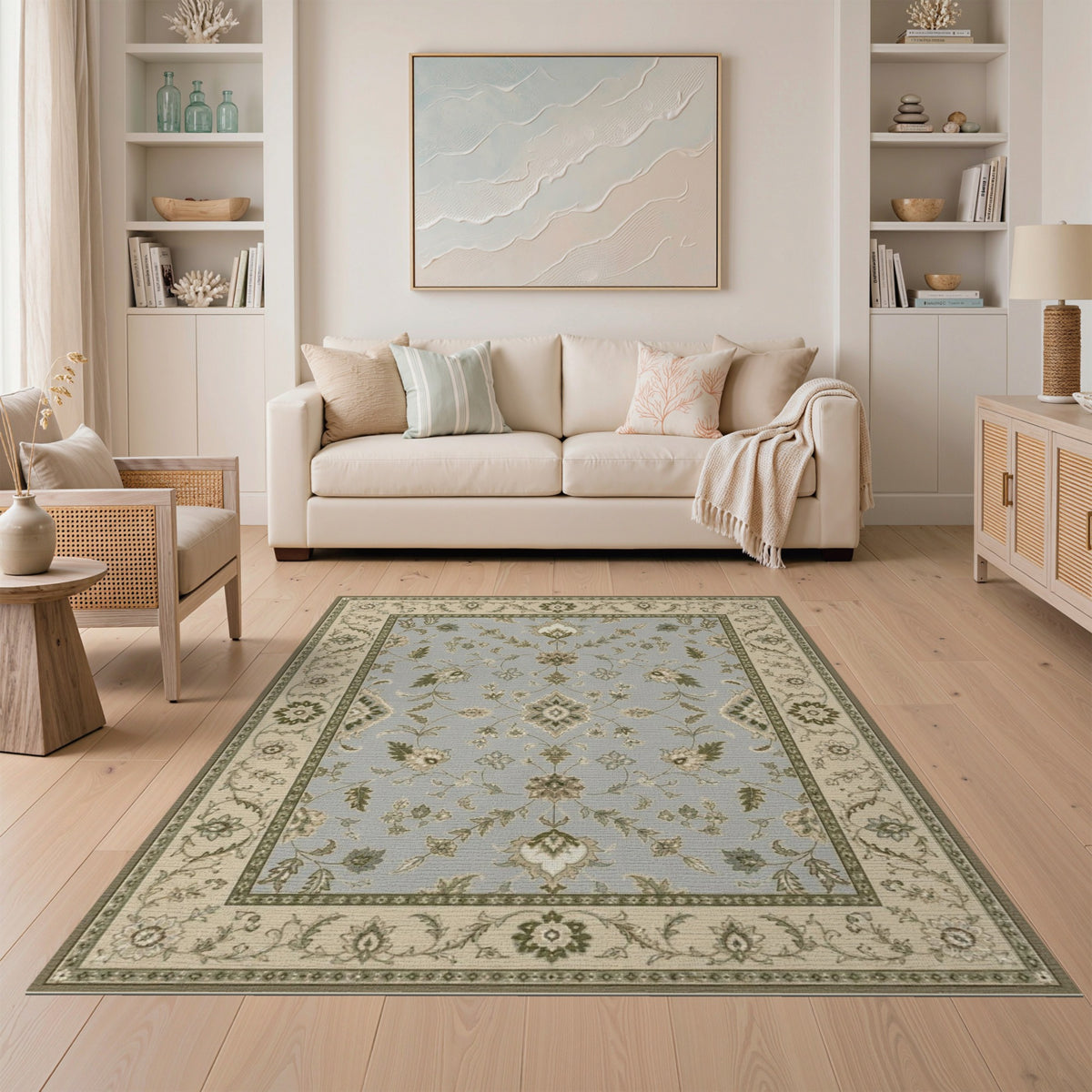 Blue Floral Vintage Area Rug