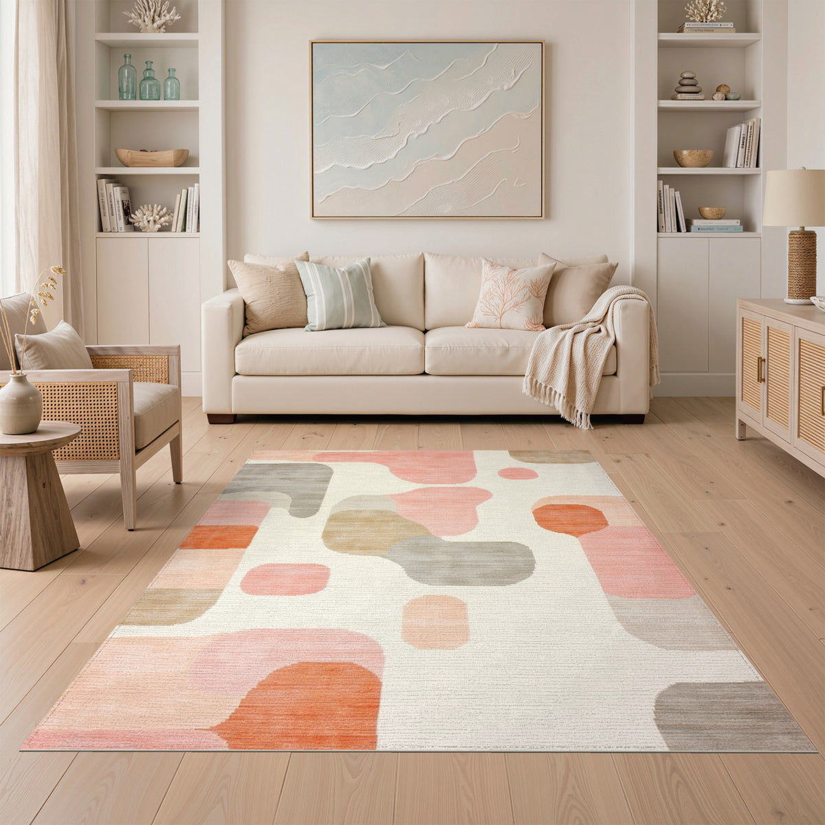 Pink Organic Abstract Area Rug
