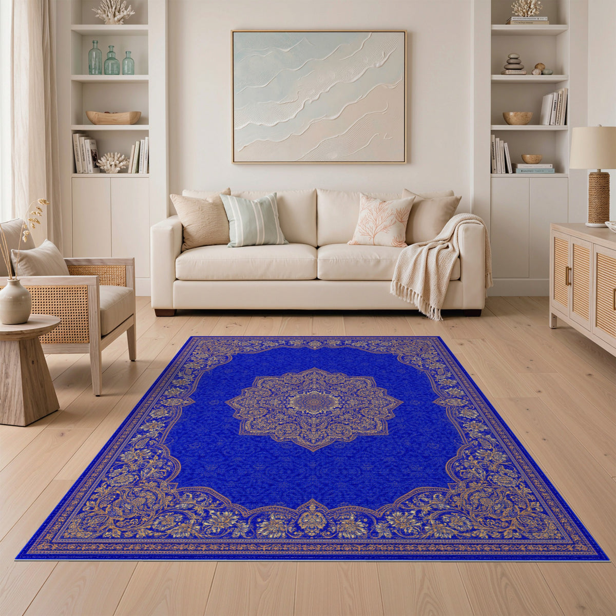 Traditional Persian Blue Gold Traditional Persian Area Rug
