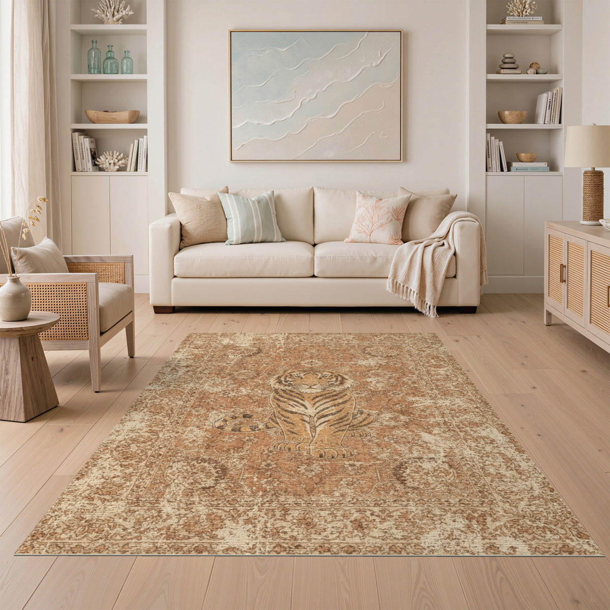 Distressed Vintage Distressed Vintage Tiger Area Rug